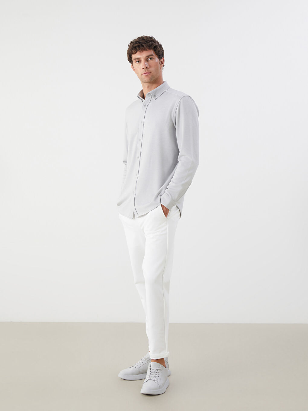 Slim Fit Long Sleeve Men's Shirt-1
