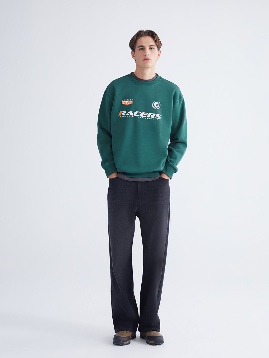 Crew Neck Printed Men's Thick Sweatshirt-1