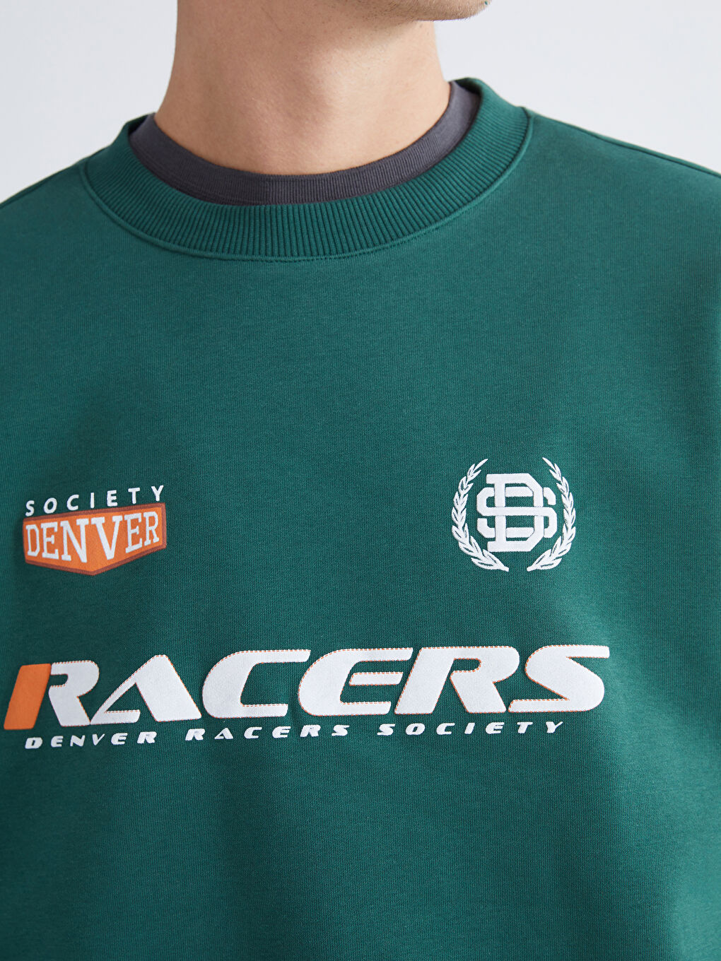 Crew Neck Printed Men's Thick Sweatshirt-2