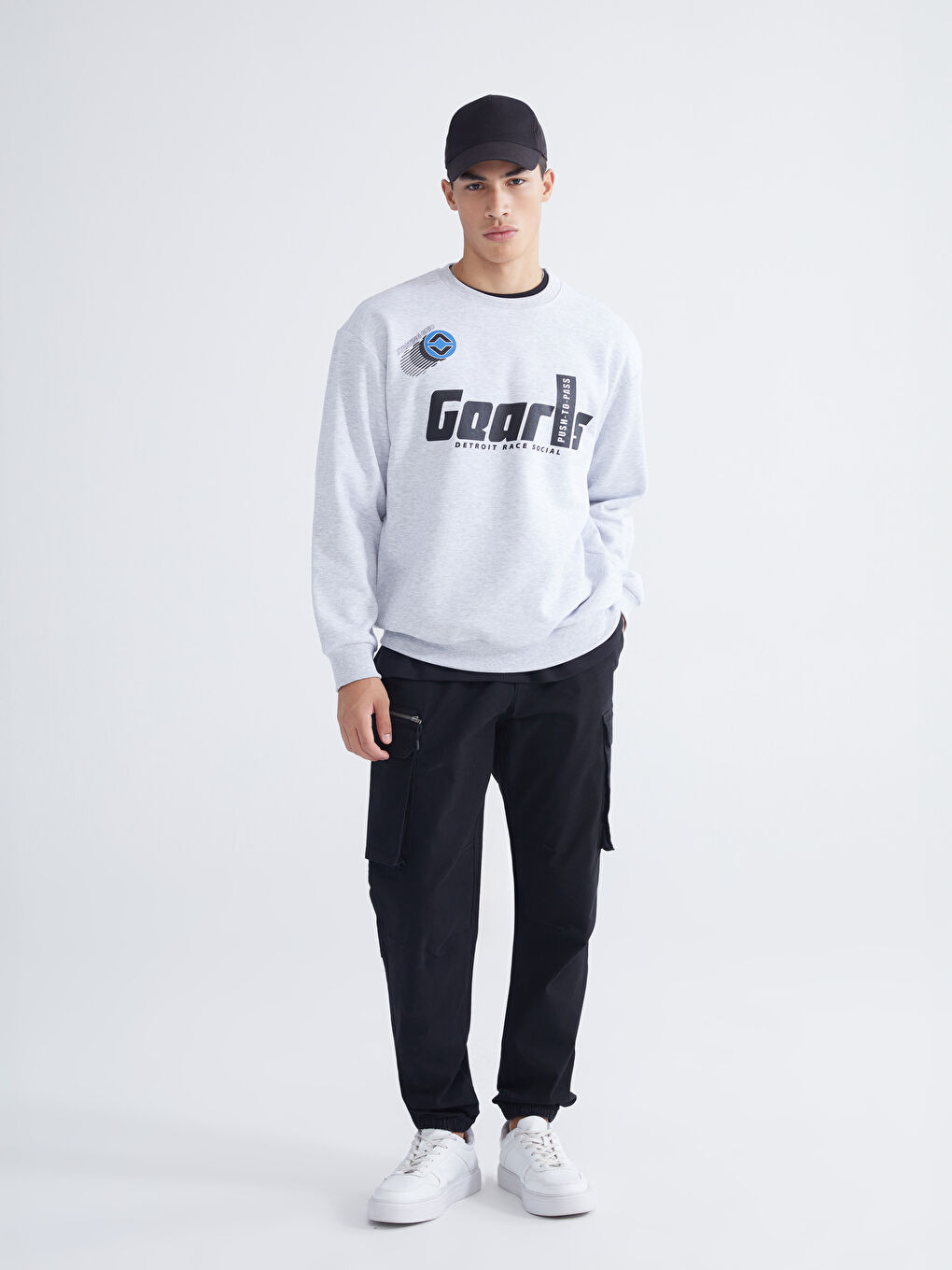 Crew Neck Printed Men's Thick Sweatshirt-1