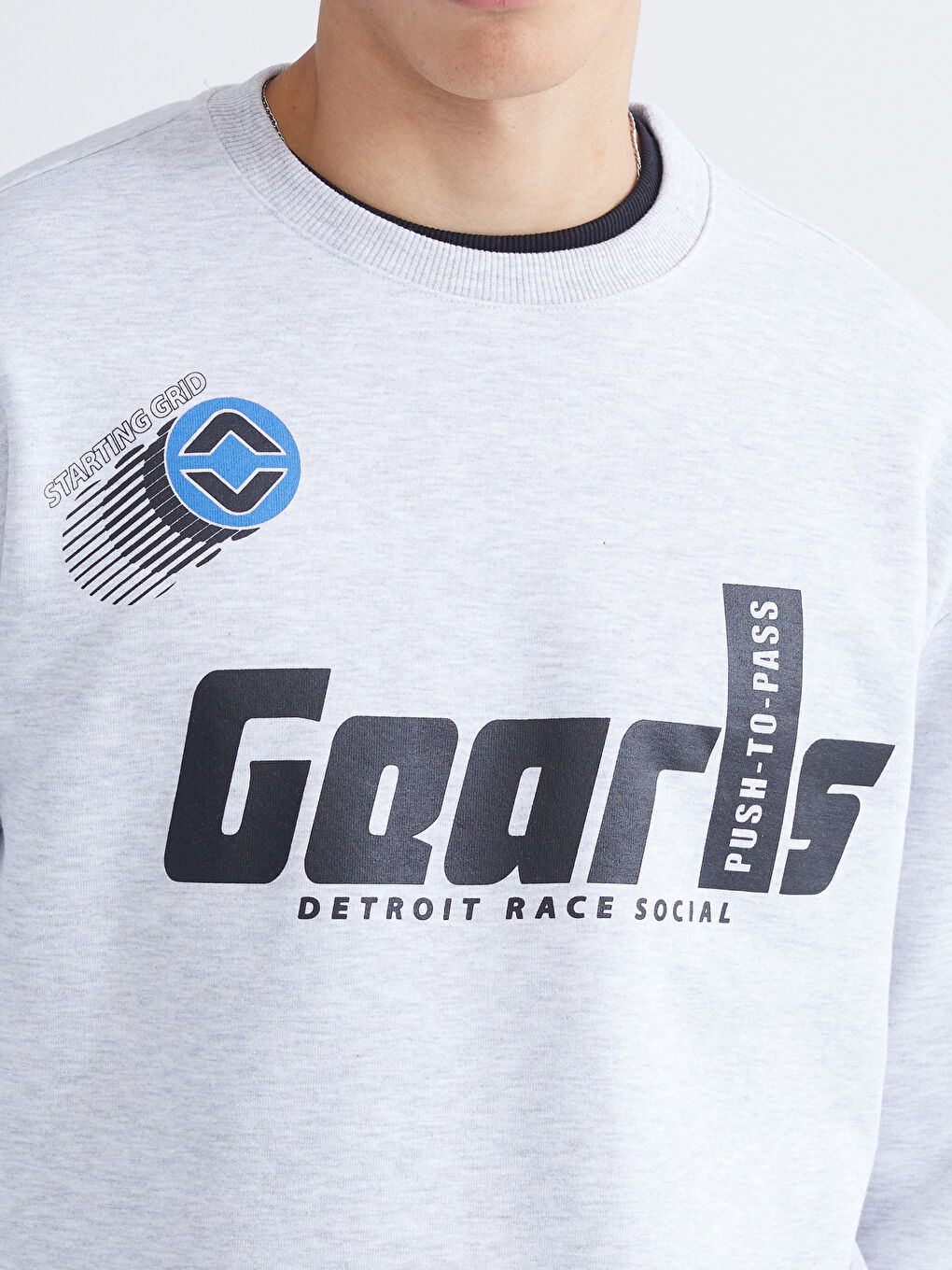 Crew Neck Printed Men's Thick Sweatshirt-2