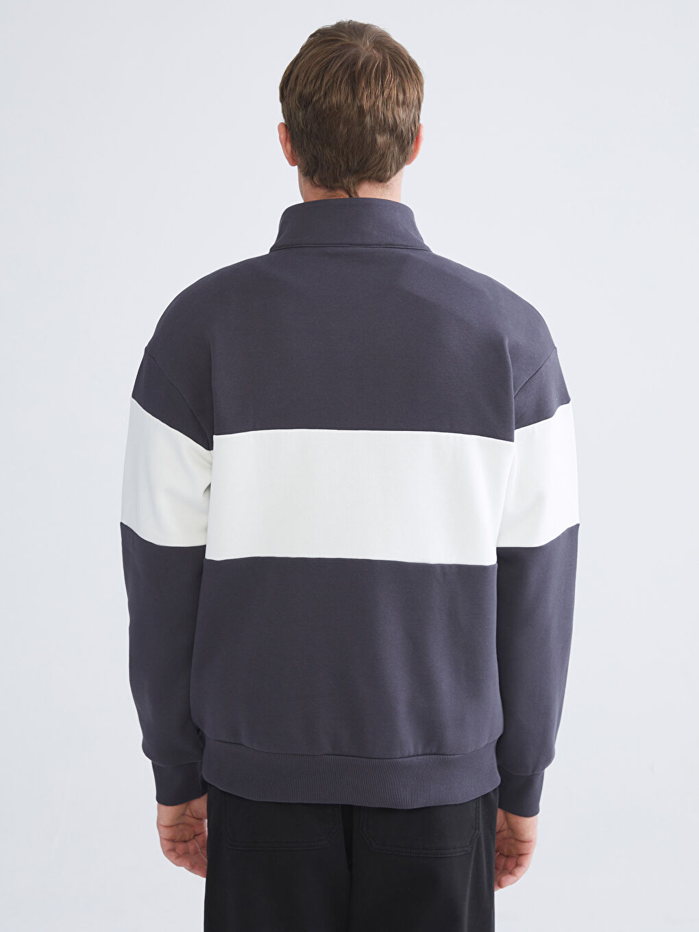 Funnel Neck Printed Men's Sweatshirt-3