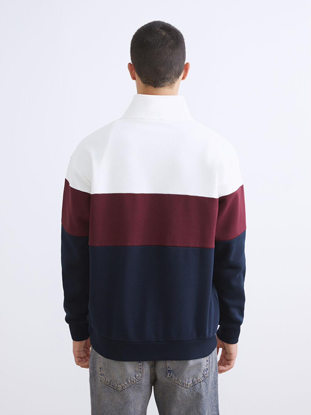 Funnel Neck Color Block Men's Sweatshirt-3