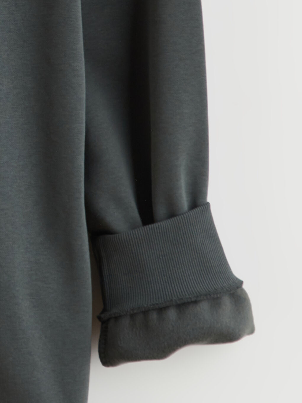 Haki Fermuarlı Dik Yaka Erkek Kalın Sweatshirt-5