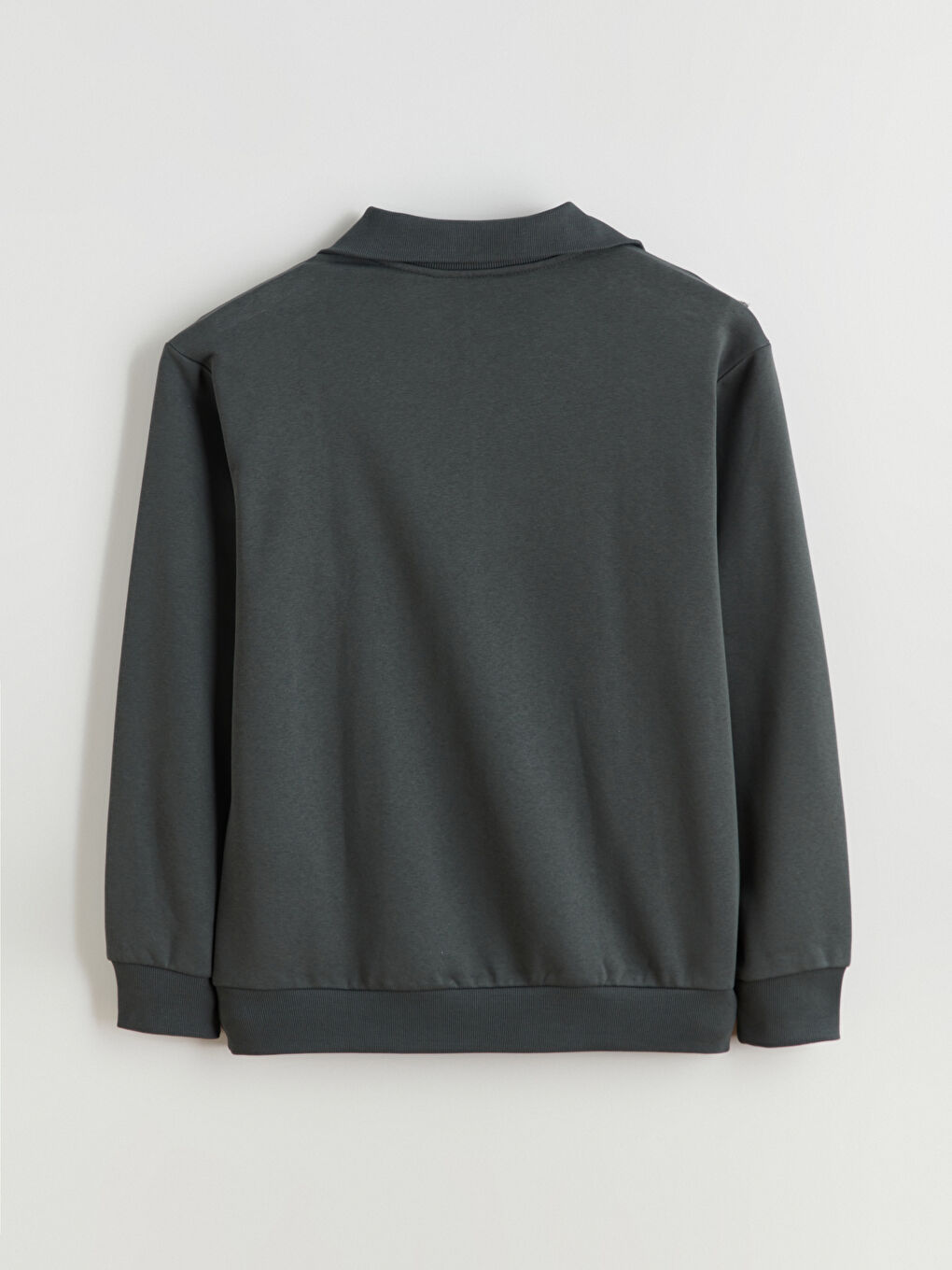 Haki Fermuarlı Dik Yaka Erkek Kalın Sweatshirt-7