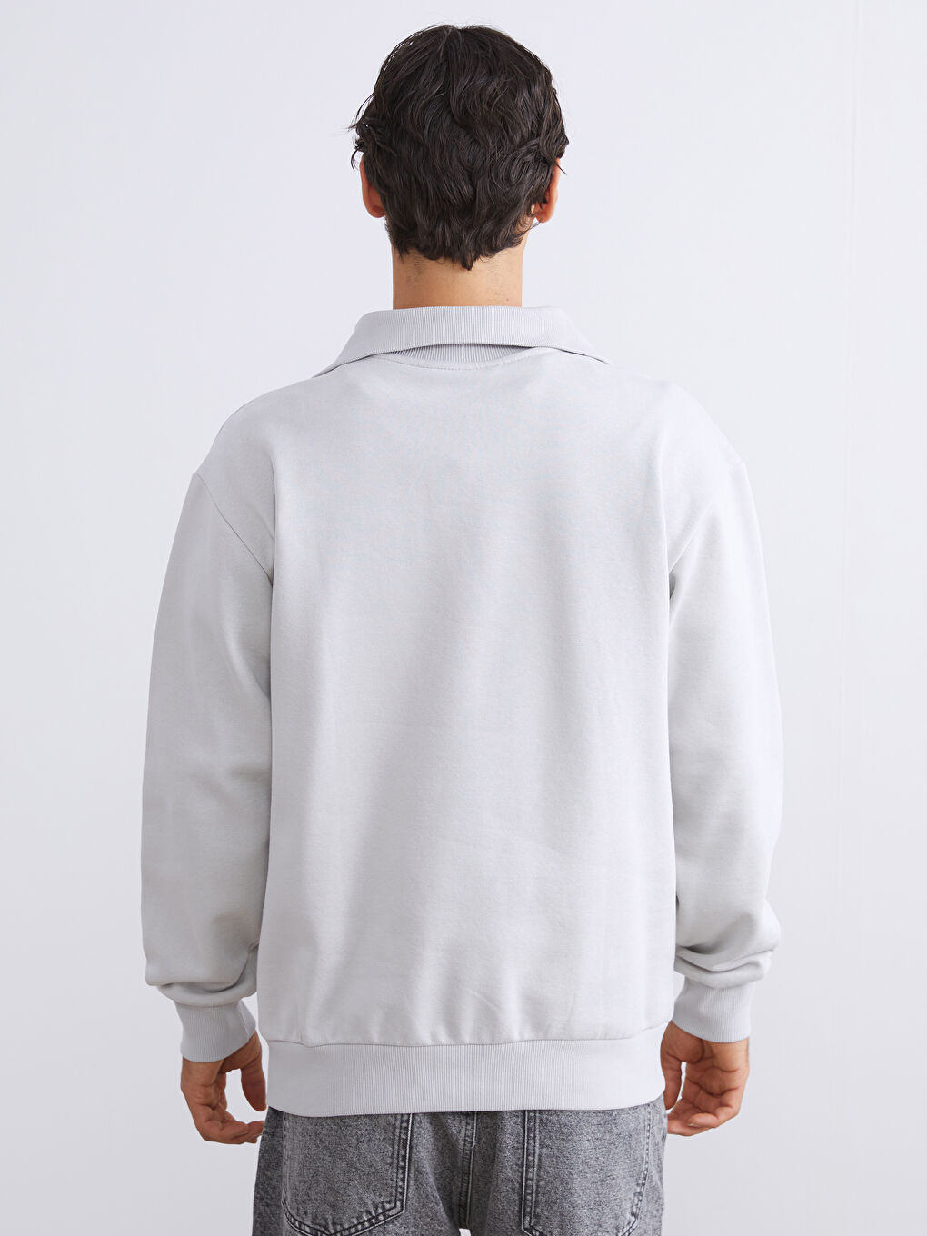 Zippered Funnel Neck Men's Thick Sweatshirt-3