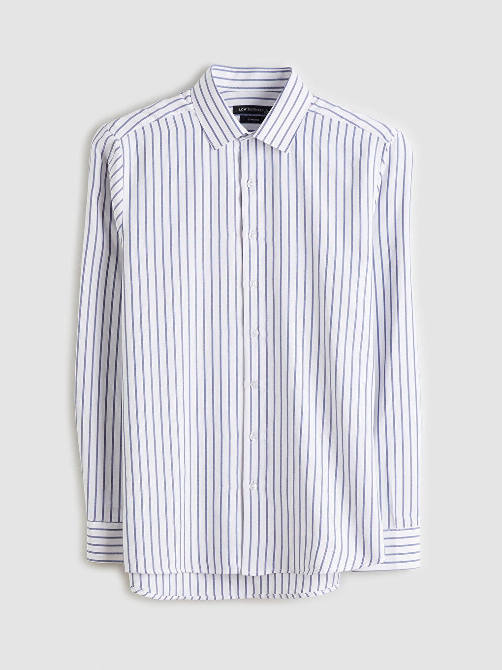 Lacivert Slim Fit Uzun Kollu Çizgili Erkek Gömlek-4