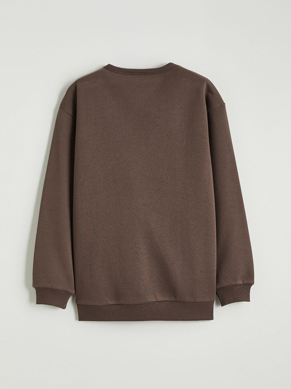 Kahverengi Bisiklet Yaka Manchester Baskılı Erkek Çocuk Sweatshirt-1