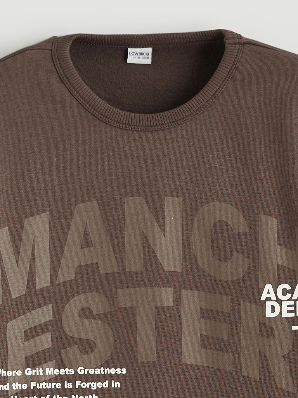 Kahverengi Bisiklet Yaka Manchester Baskılı Erkek Çocuk Sweatshirt-2