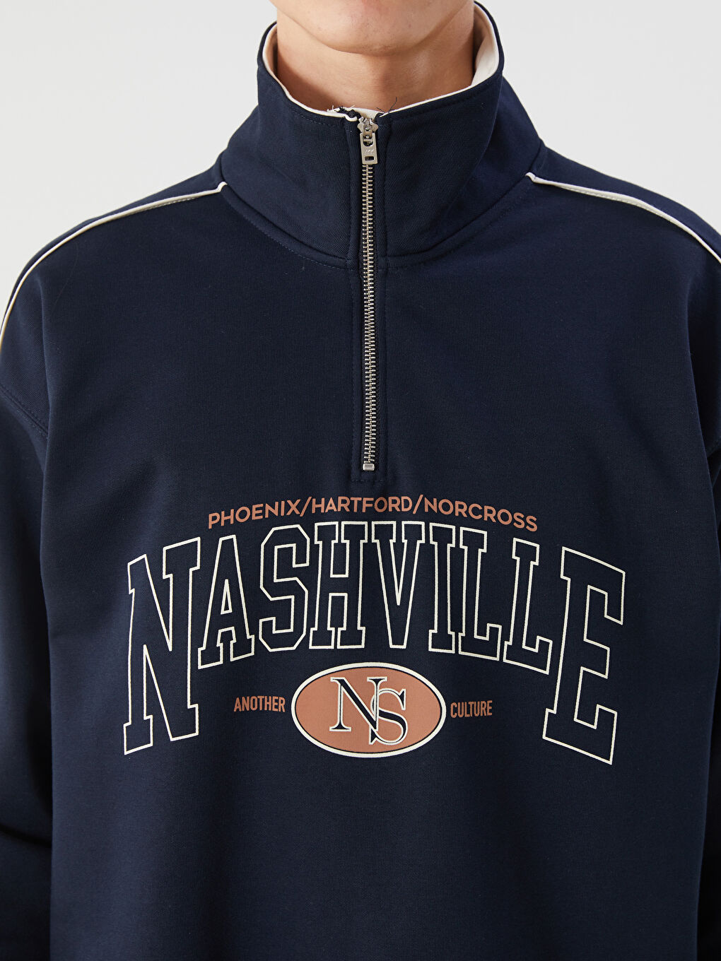 Funnel Neck Printed Men's Sweatshirt-2