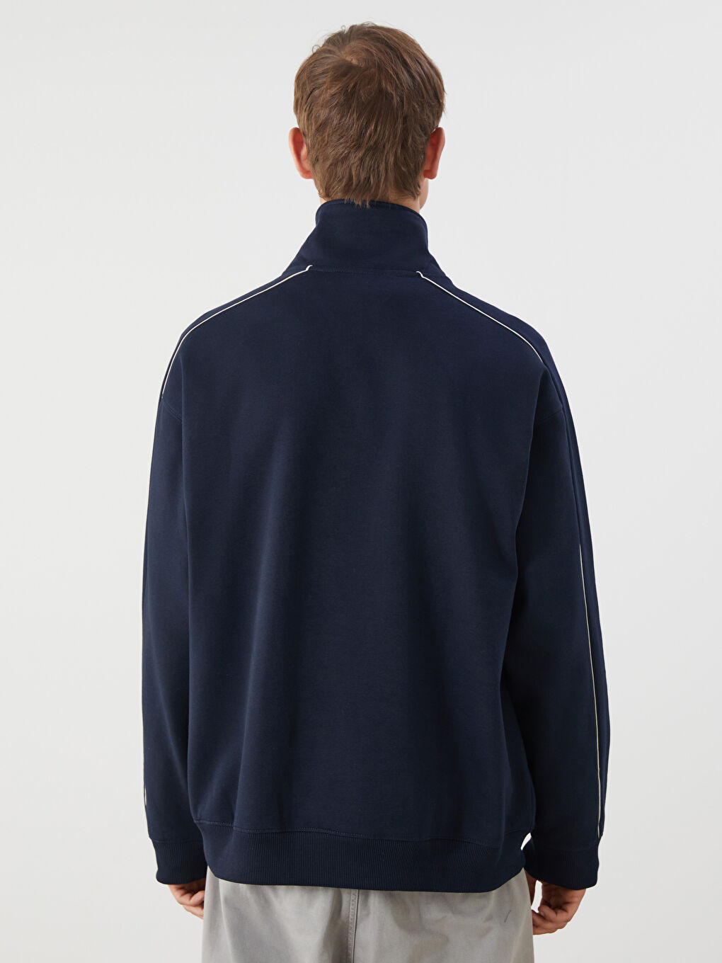 Funnel Neck Printed Men's Sweatshirt-3