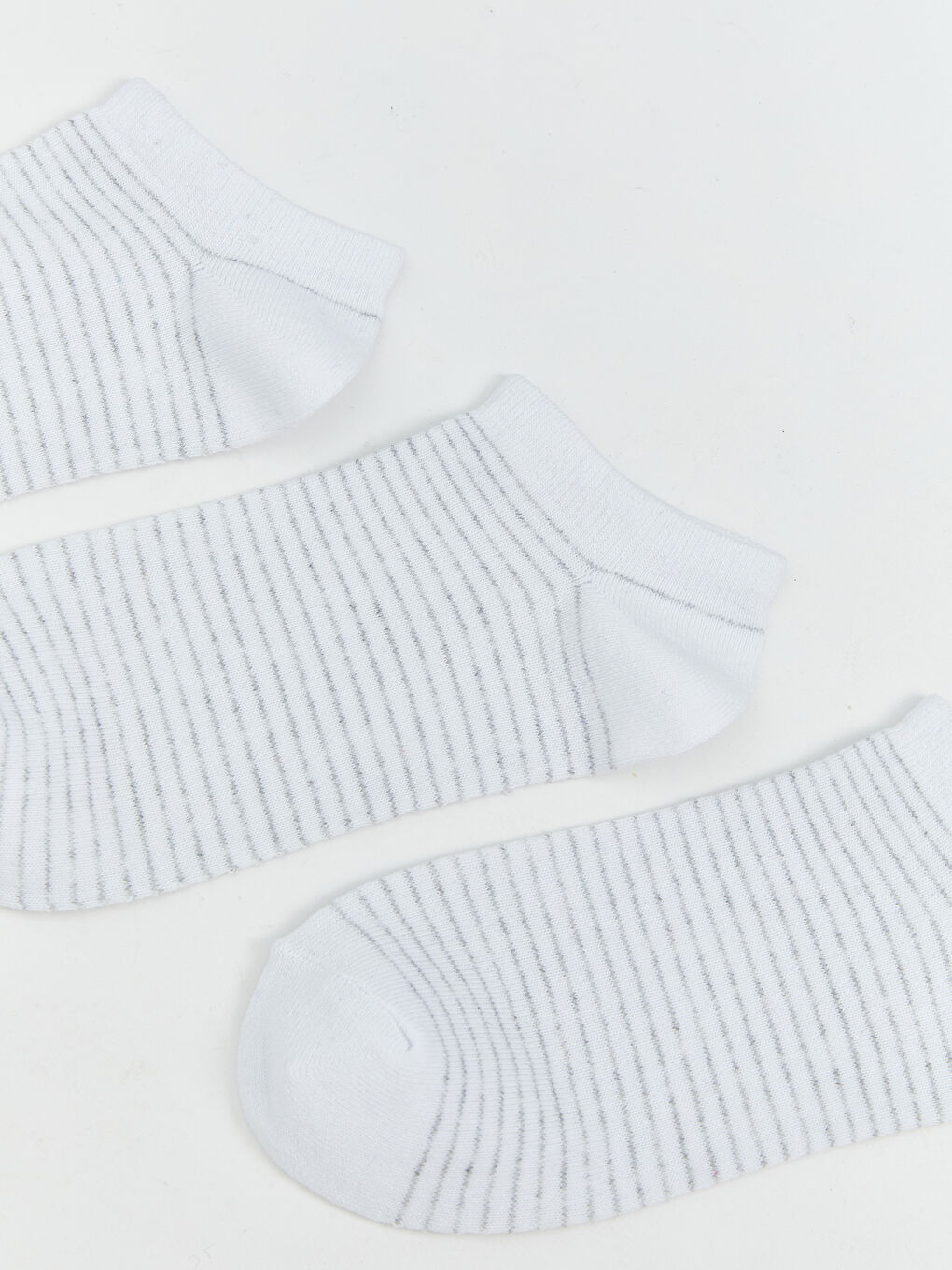Beyaz Çizgili Erkek Çocuk Patik Çorap 3'lü-1