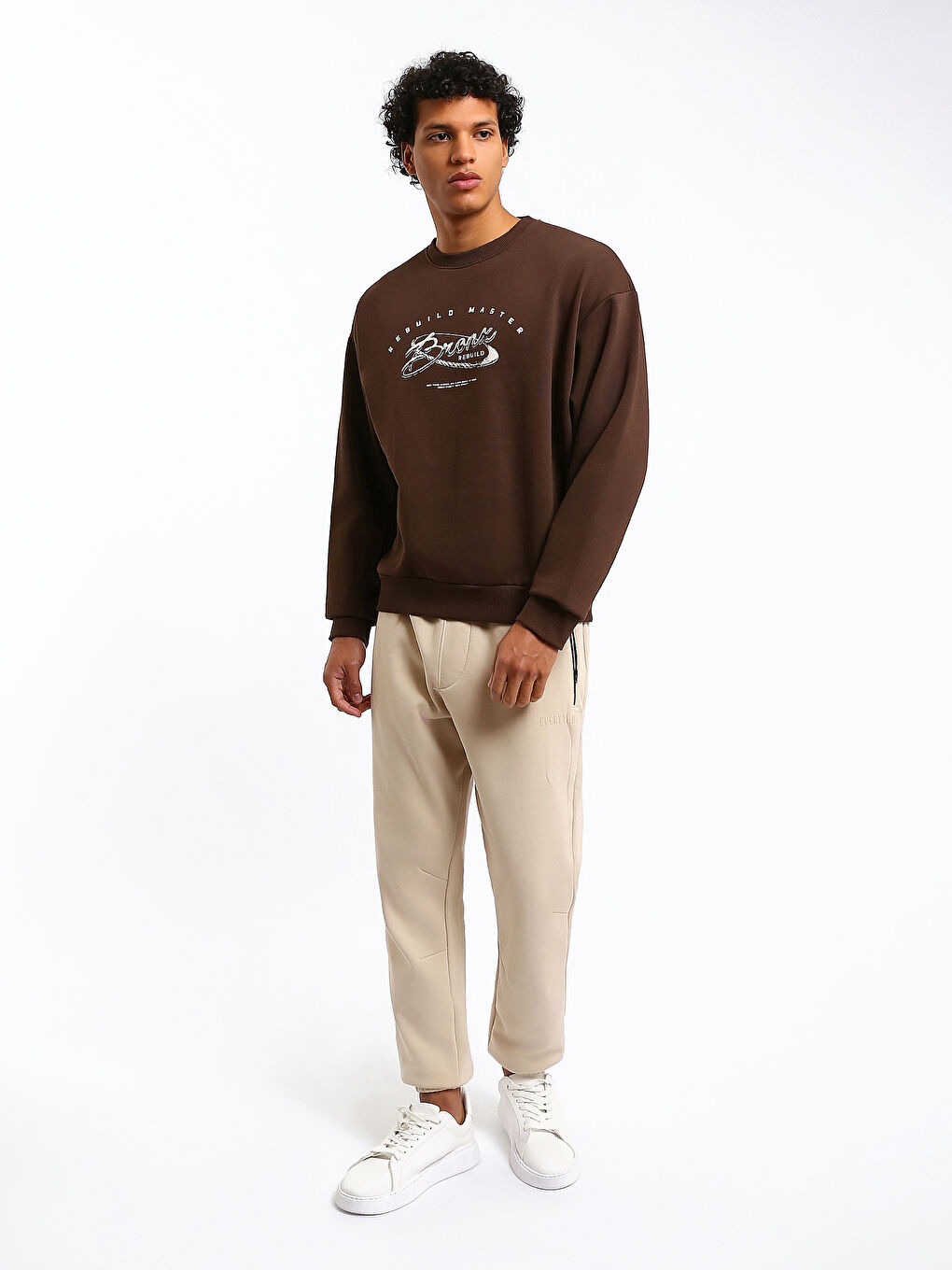 سويتشيرت رجال مطبوع بكول مدور-1