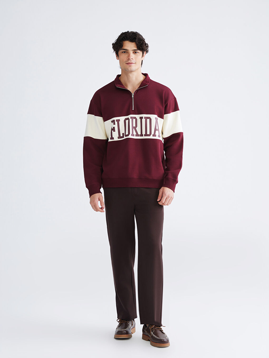 Funnel Neck Printed Florida Men's Thick Sweatshirt-1