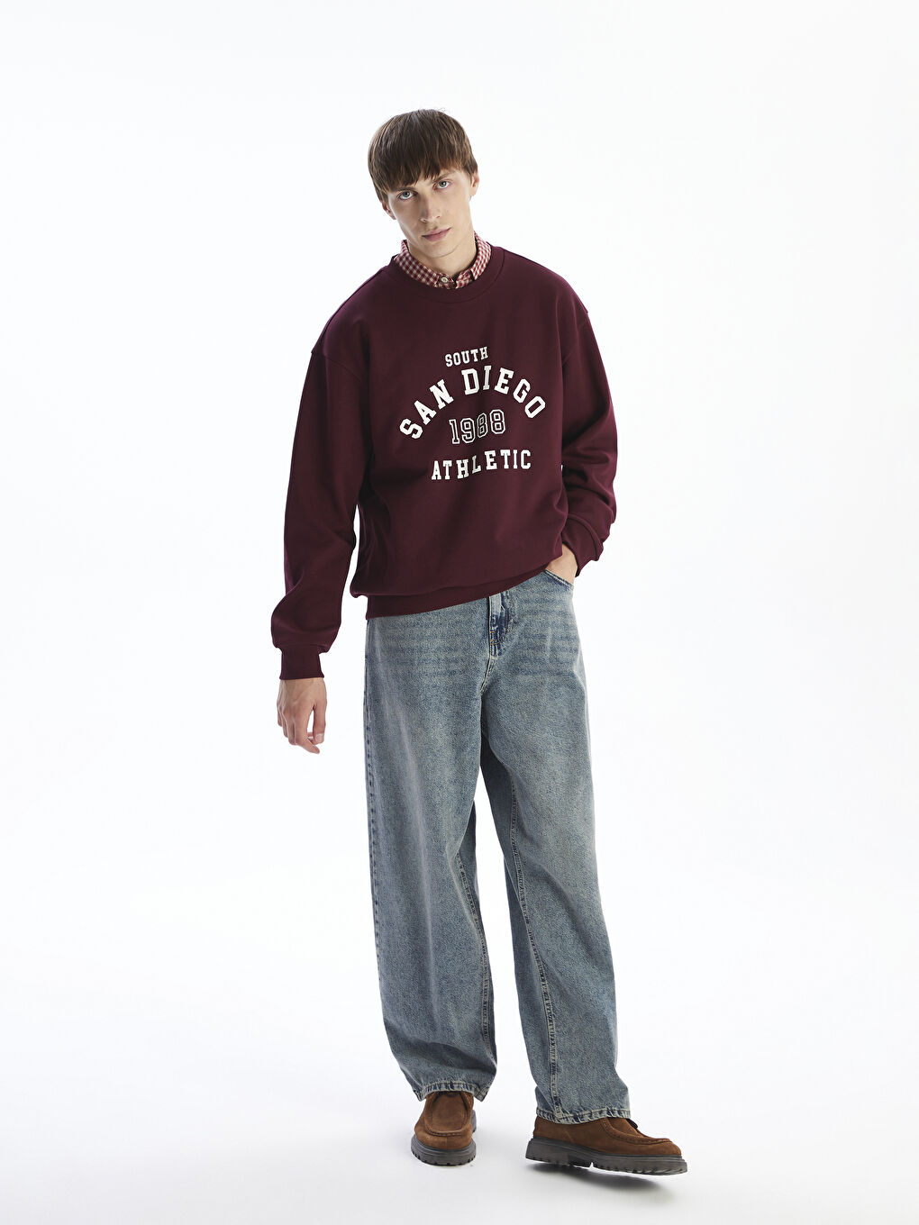 Sweat-shirt Épais Imprimé pour Hommes à Col Rond-1