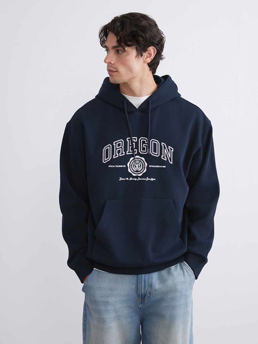Loose Fit Oregon Printed Men's Hoodie