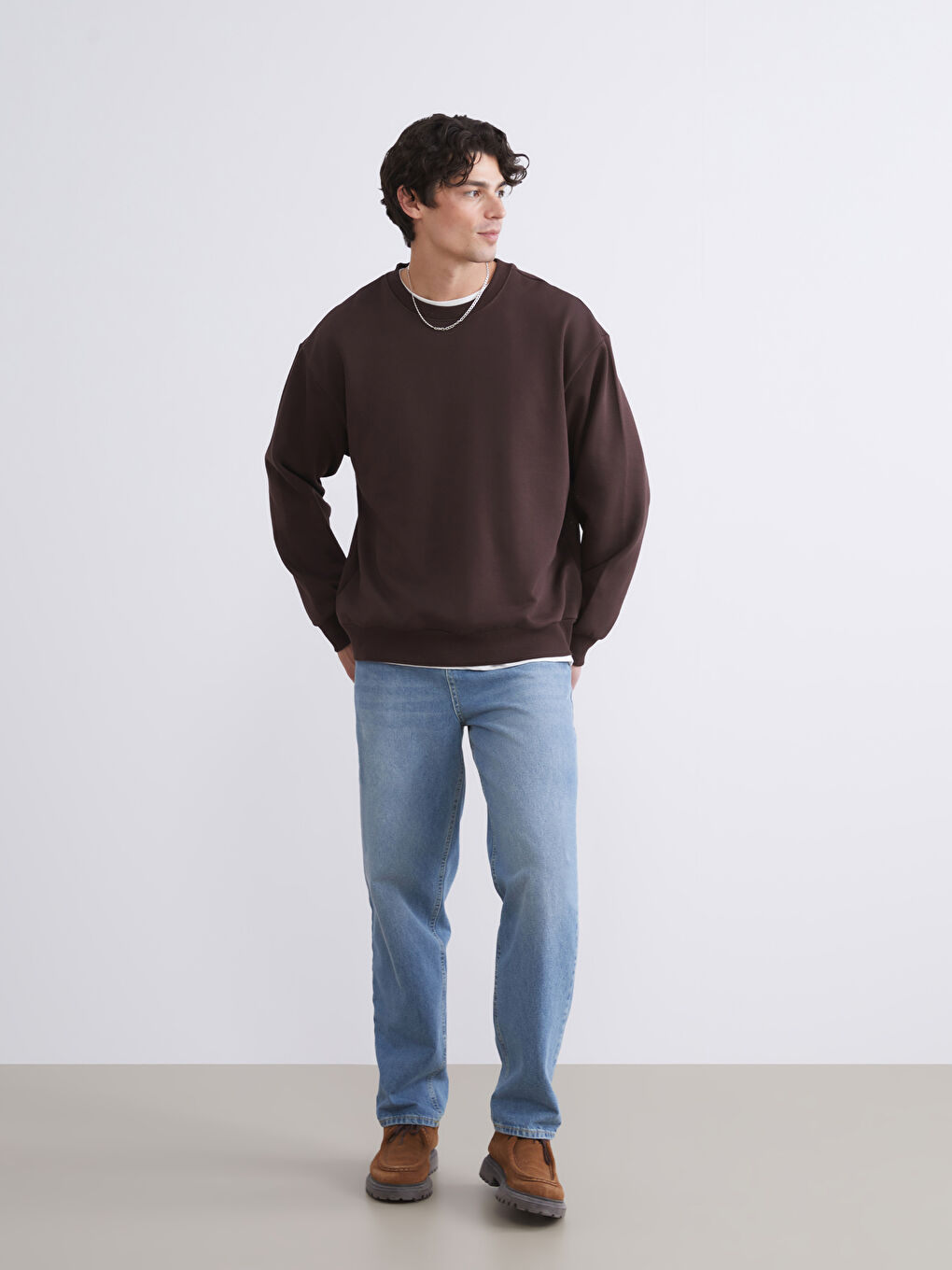 Crew Neck Long Sleeve Thick Men's Sweatshirt-1