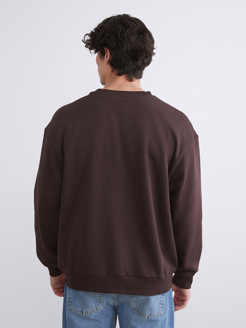 Crew Neck Long Sleeve Thick Men's Sweatshirt-3