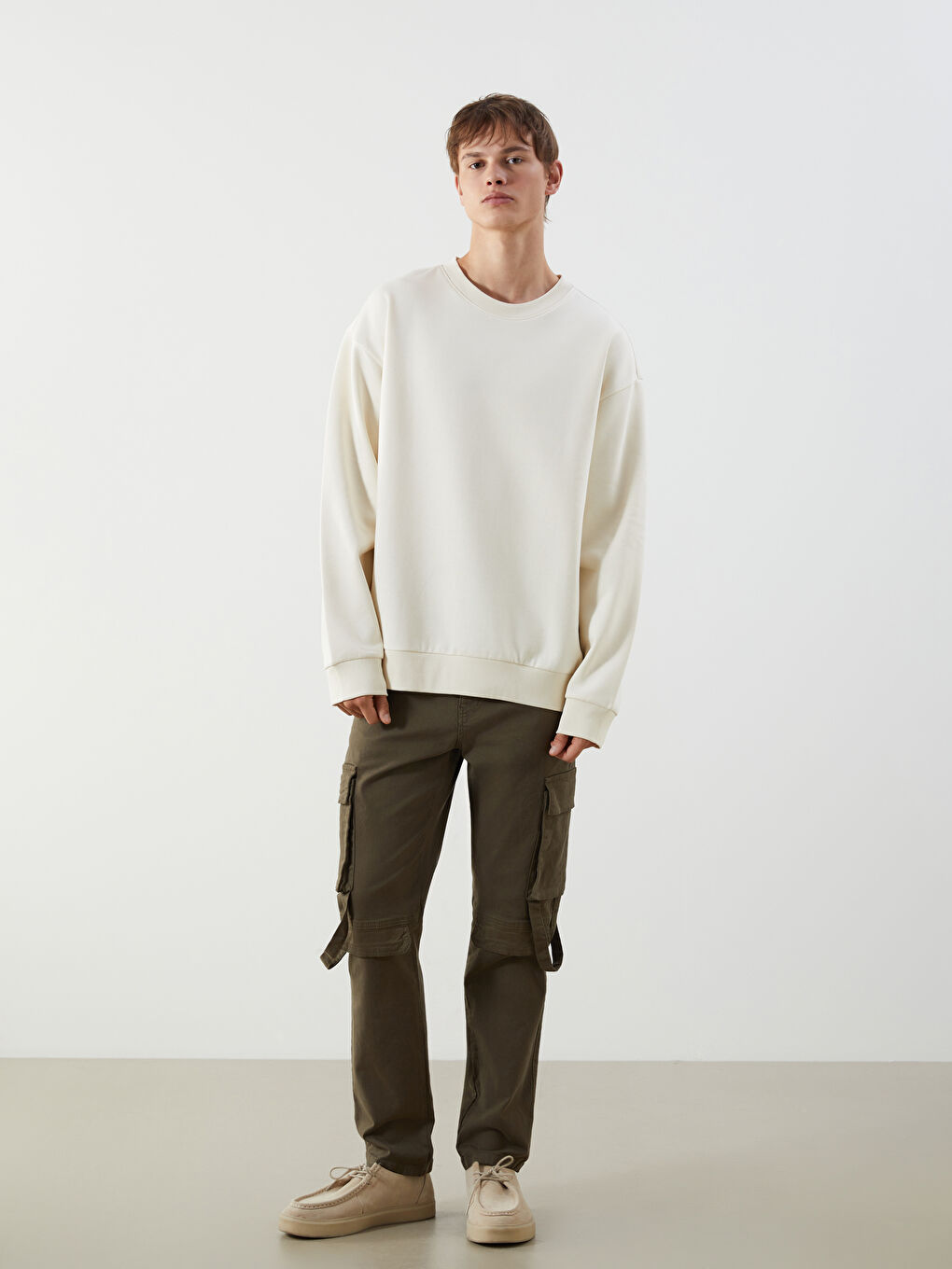 Sweat-shirt Épais à Manches Longues pour Hommes avec Col Rond-1
