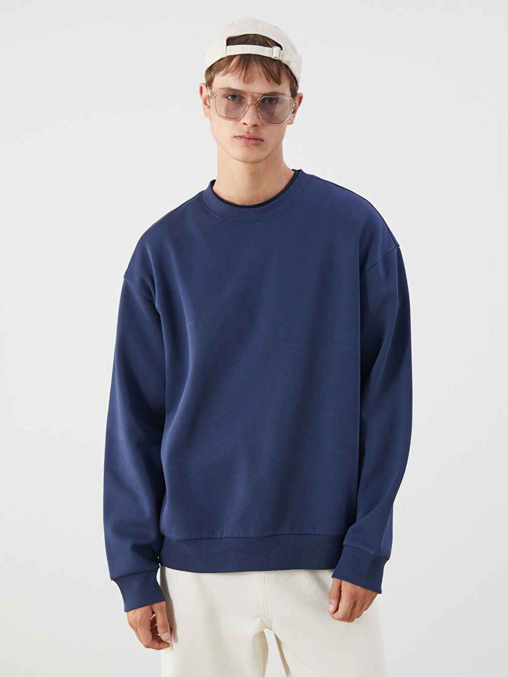Sweat-shirt Épais à Manches Longues pour Hommes avec Col Rond