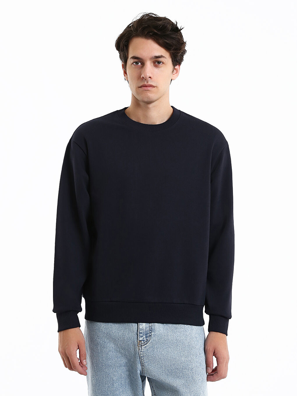 Crew Neck Long Sleeve Thick Men's Sweatshirt
