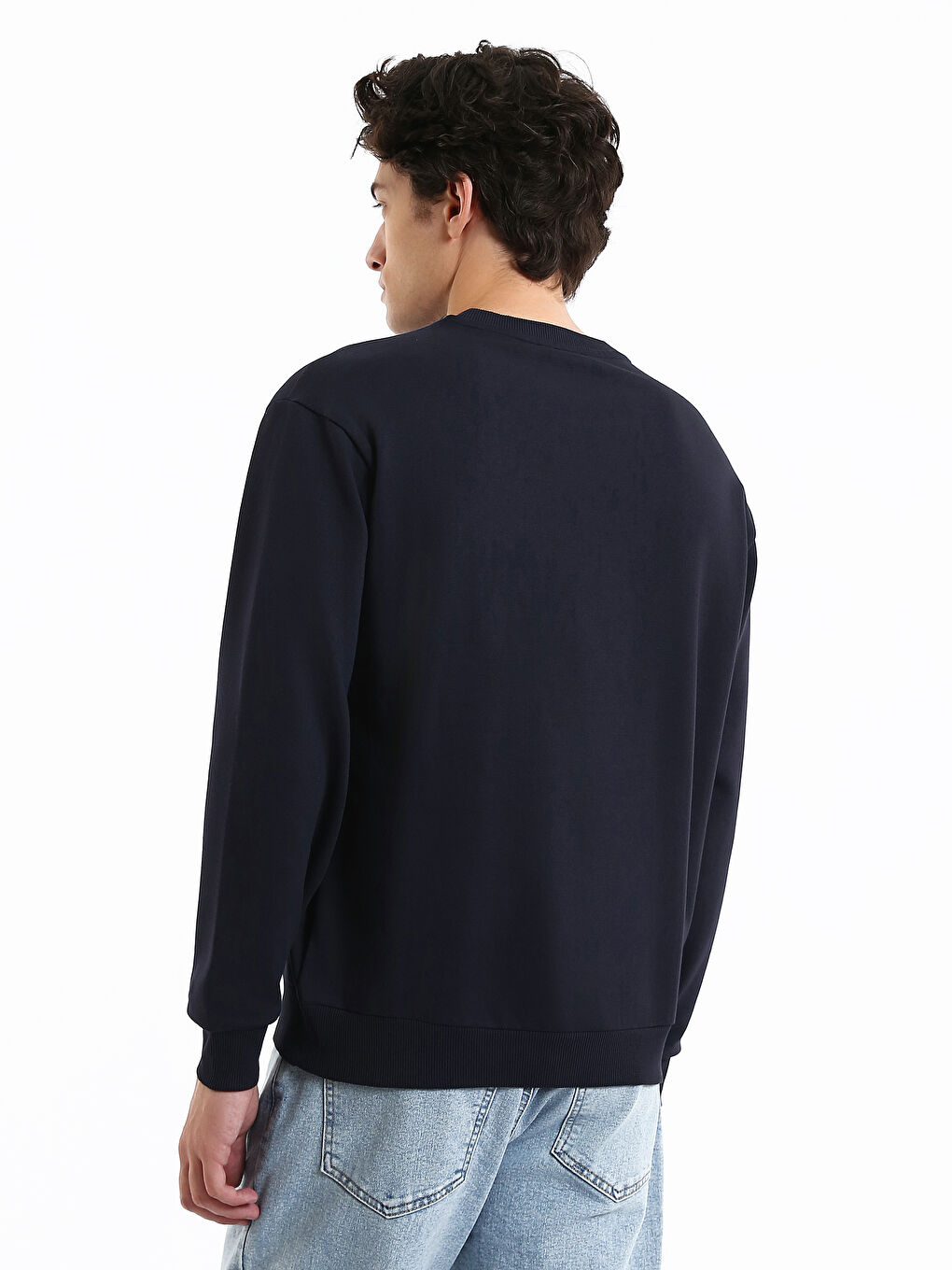 Crew Neck Long Sleeve Thick Men's Sweatshirt-4