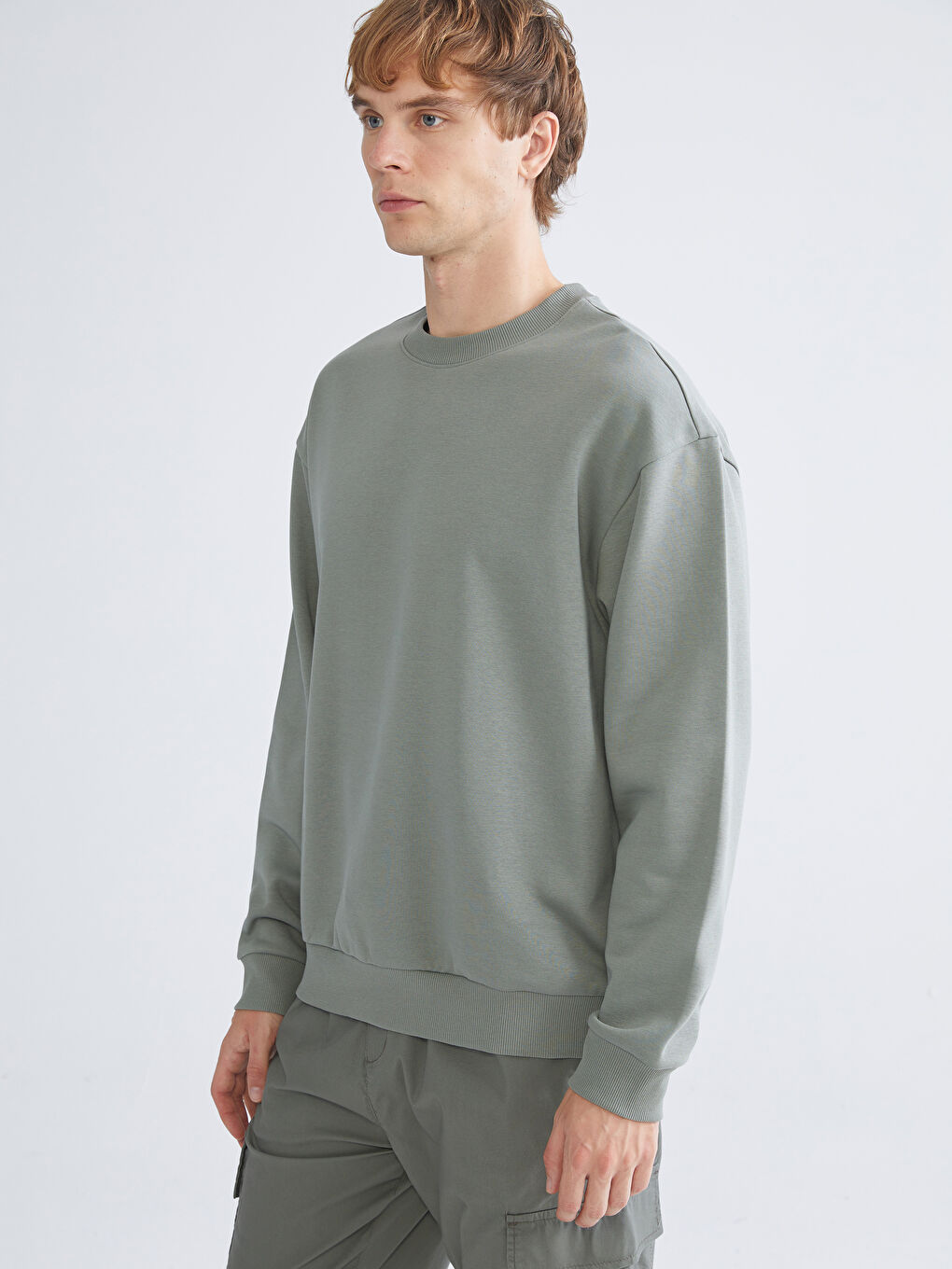 Sweat-shirt Épais à Manches Longues pour Hommes avec Col Rond
