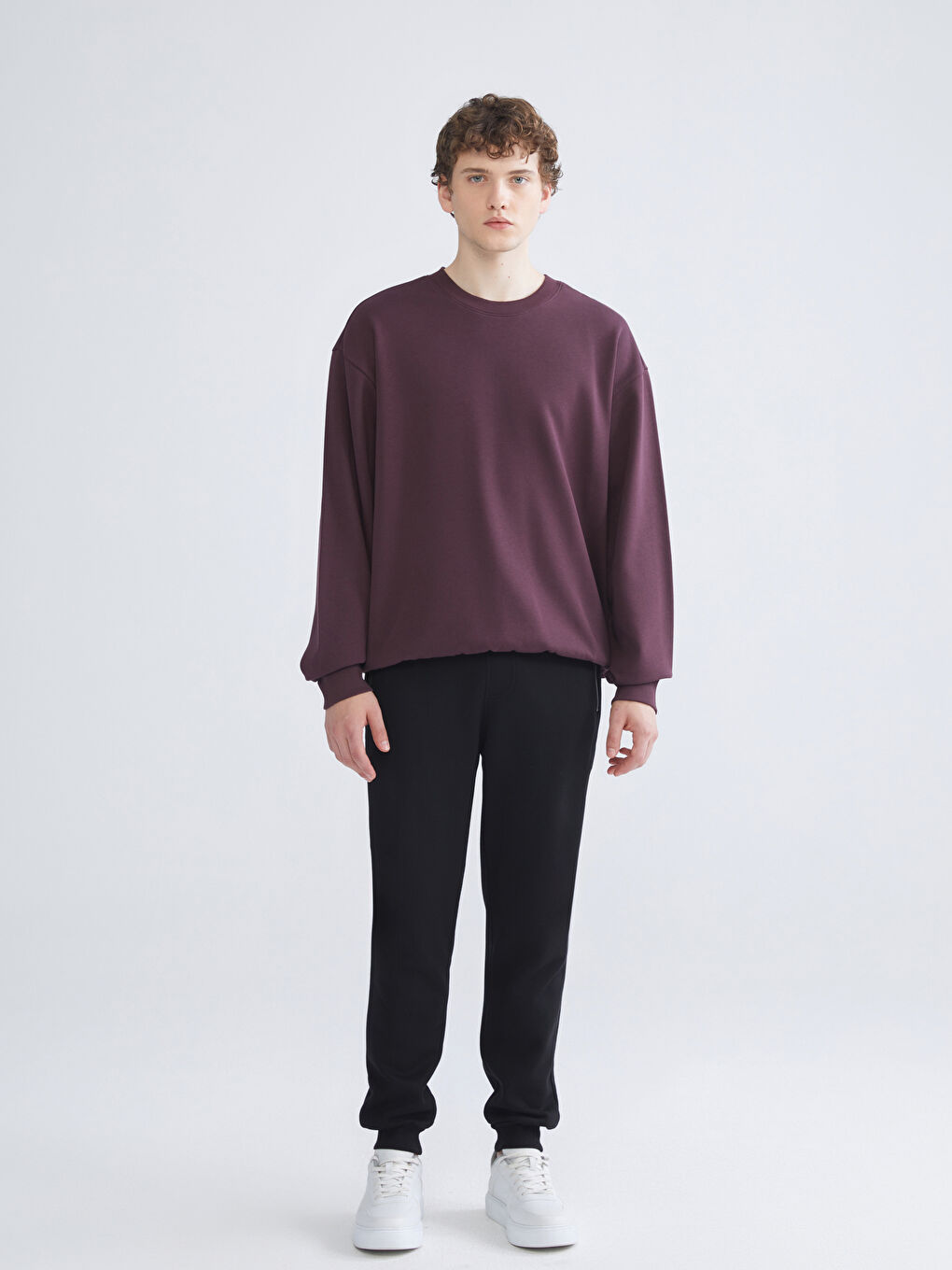 Sweat-shirt Épais à Manches Longues pour Hommes avec Col Rond-1