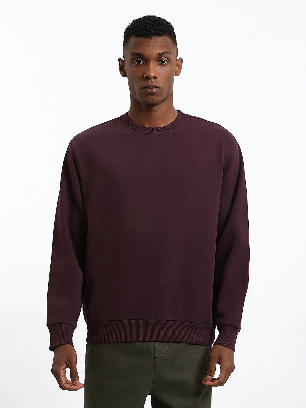 Crew Neck Long Sleeve Thick Men's Sweatshirt-1