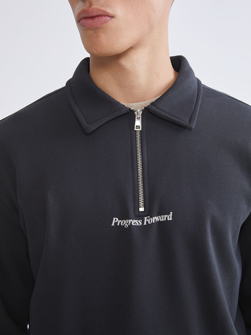 Antrasit Polo Yaka Erkek Sweatshirt-2