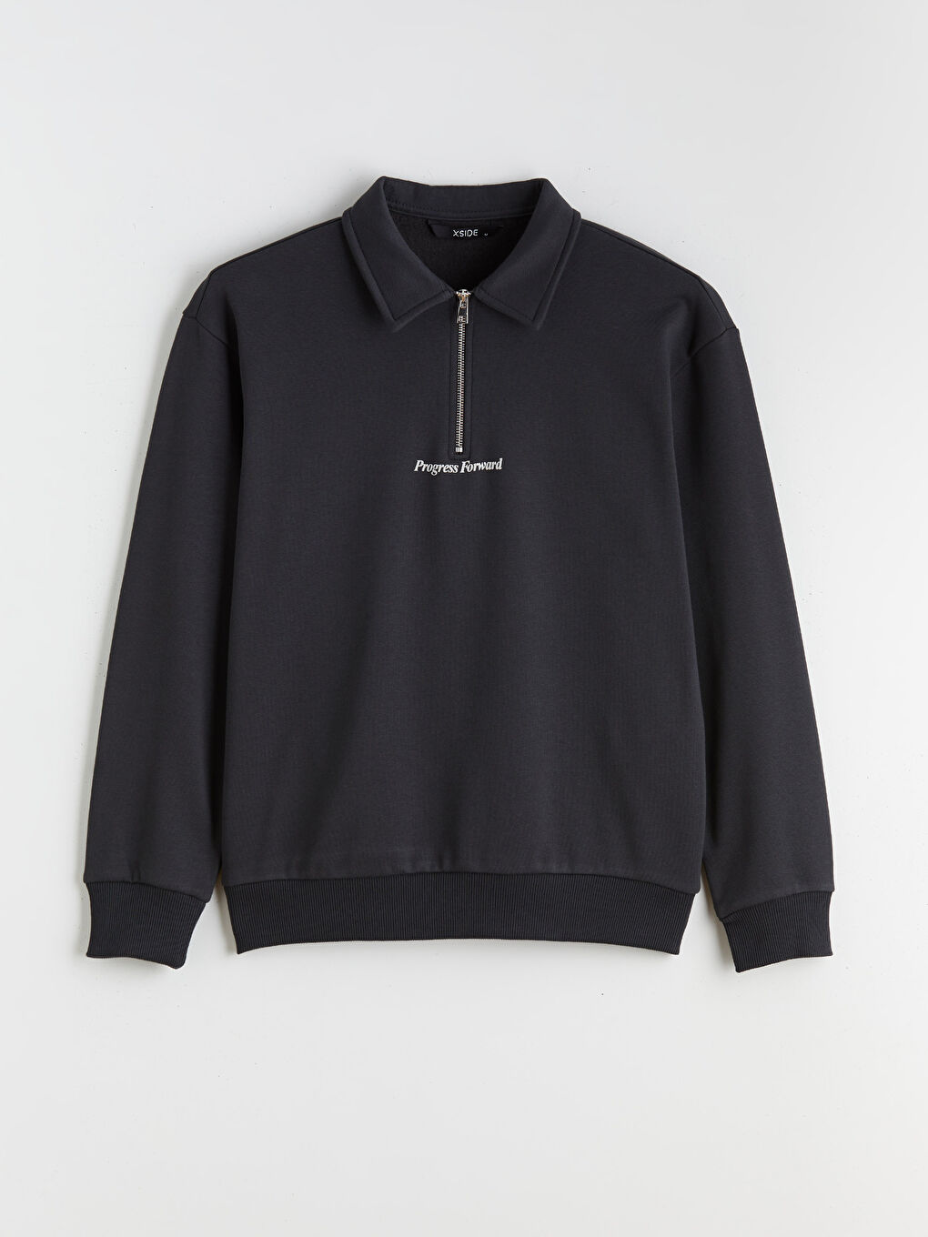 Antrasit Polo Yaka Erkek Sweatshirt-4