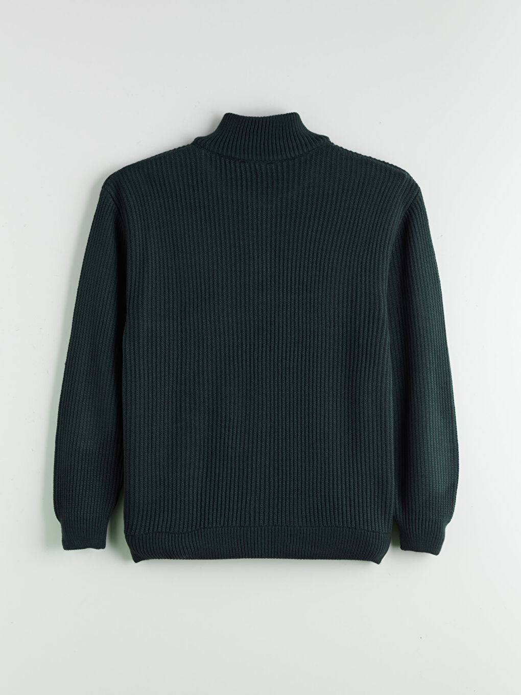 Petrol Fermuarlı Dik Yaka Erkek Triko Kazak-5