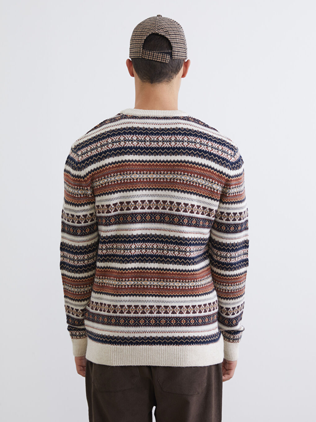 მამაკაცის ტრიკო სვიტერი მრგვალი ყელით პრინტით-3