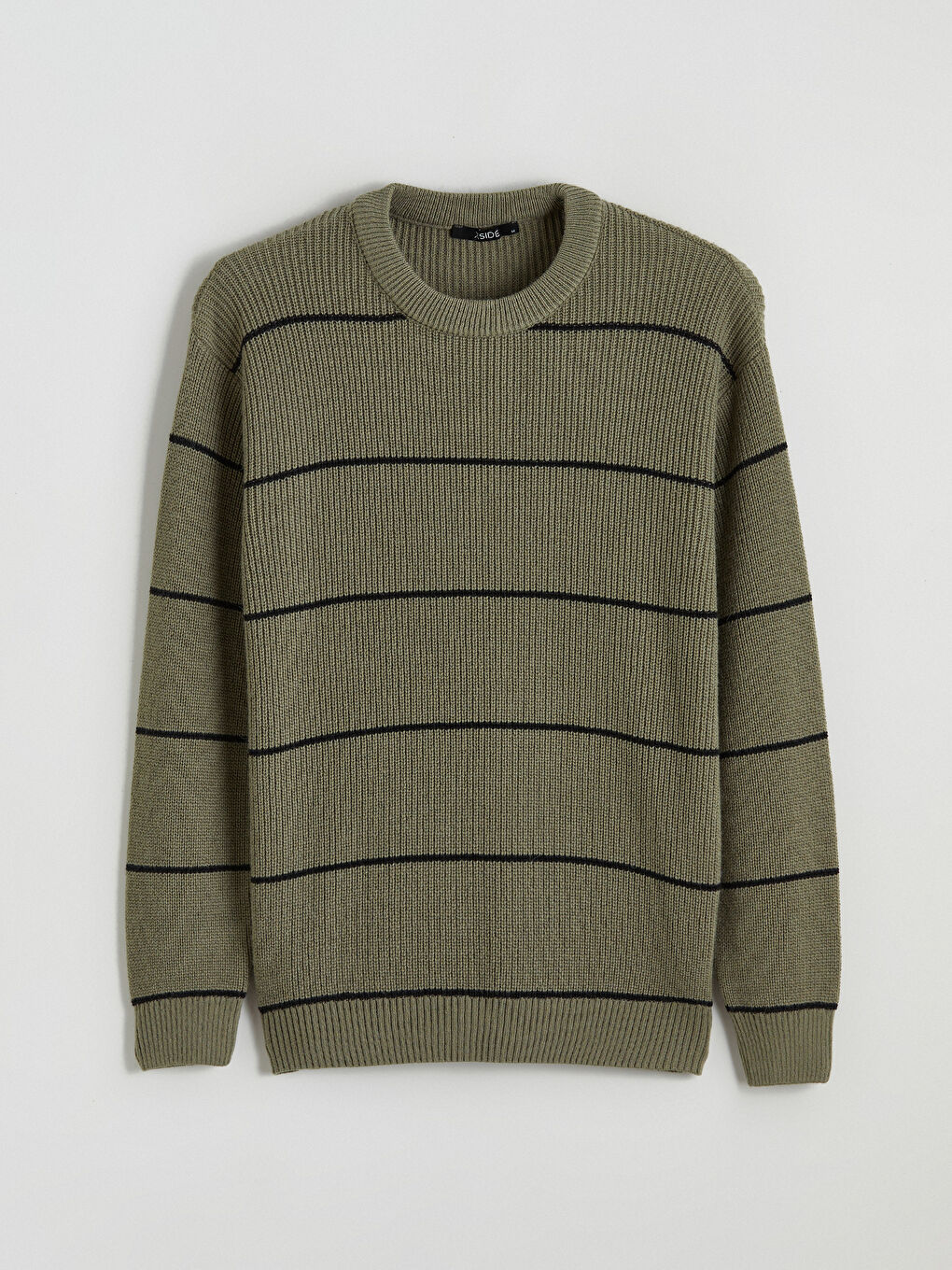 Yeşil Bisiklet Yaka Çizgili Erkek Triko Kazak-4