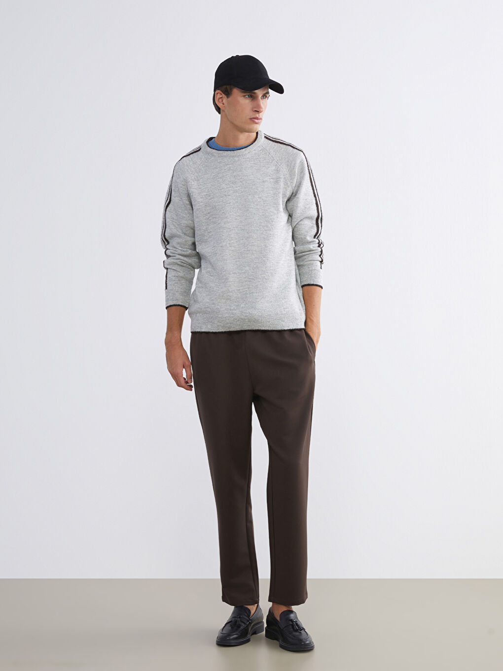 Gri Bisiklet Yaka Erkek Triko Kazak-1