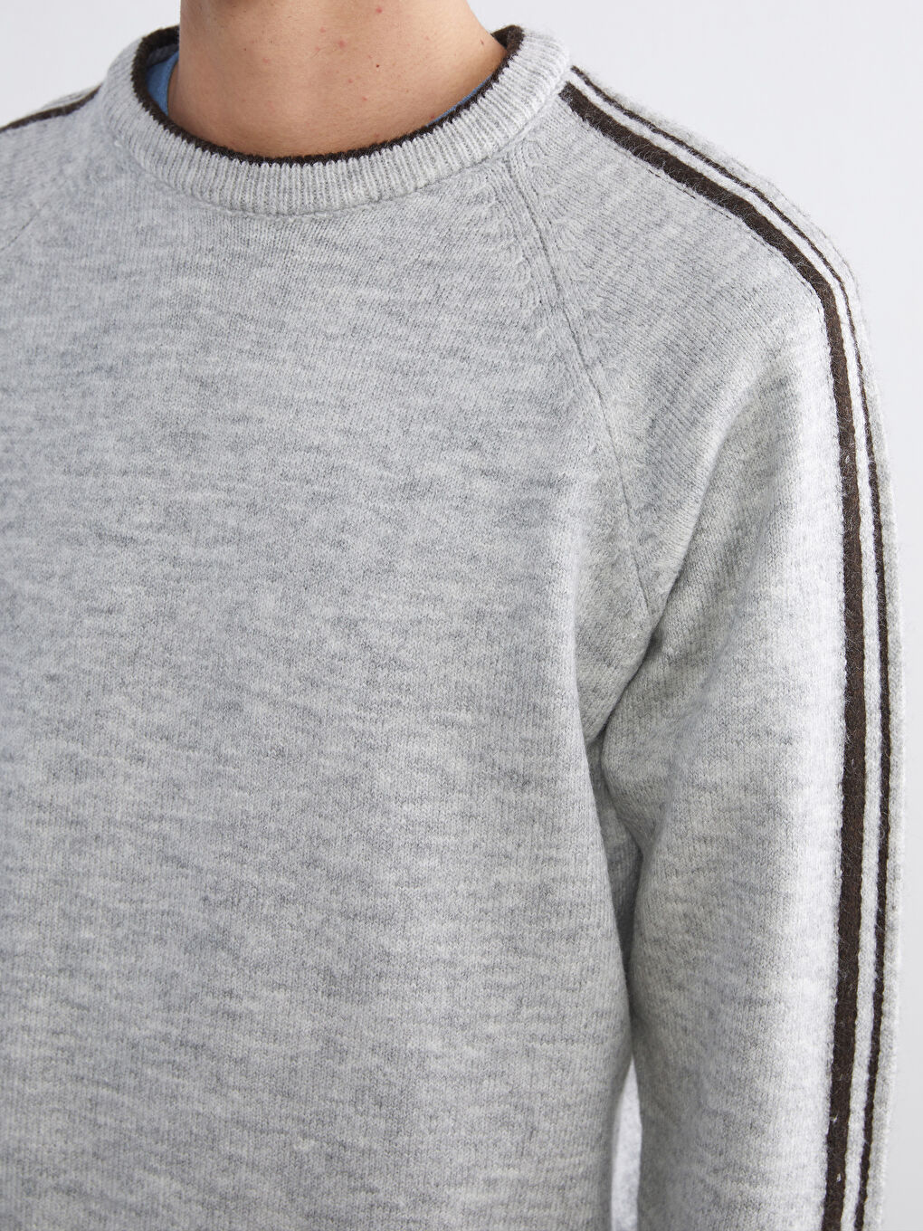 Gri Bisiklet Yaka Erkek Triko Kazak-2