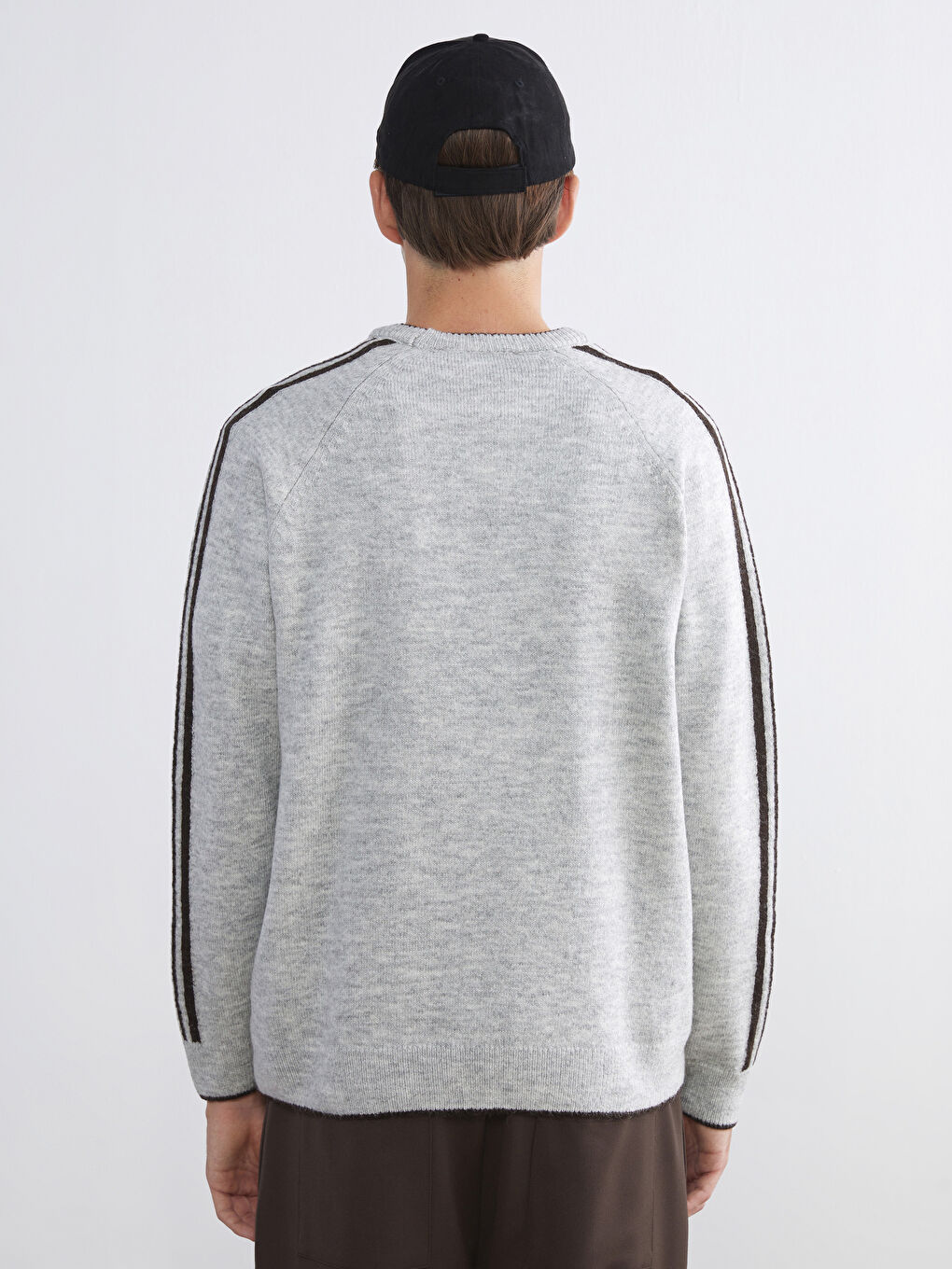 Gri Bisiklet Yaka Erkek Triko Kazak-3