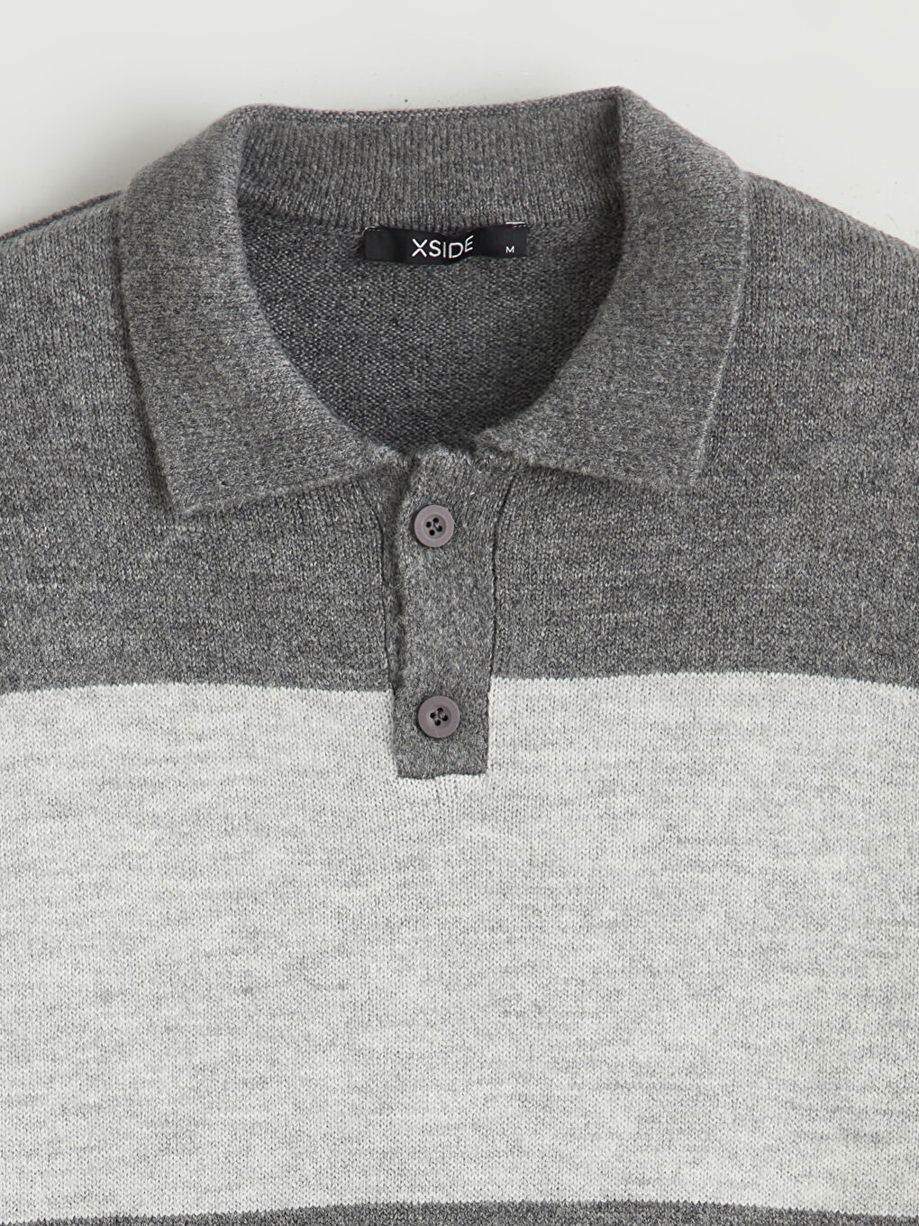 Antrasit Polo Yaka Renk Bloklu Erkek Triko Kazak-5