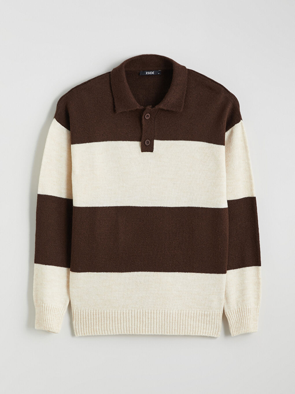 Polo Neck Color Block Men's Knit Sweater-4