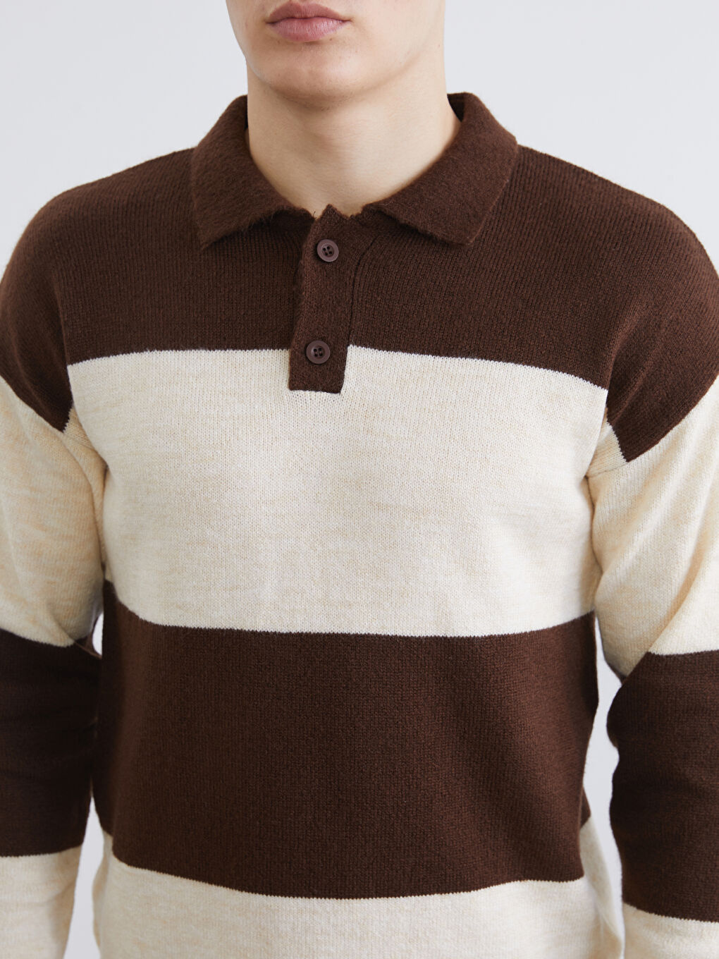Polo Neck Color Block Men's Knit Sweater-2