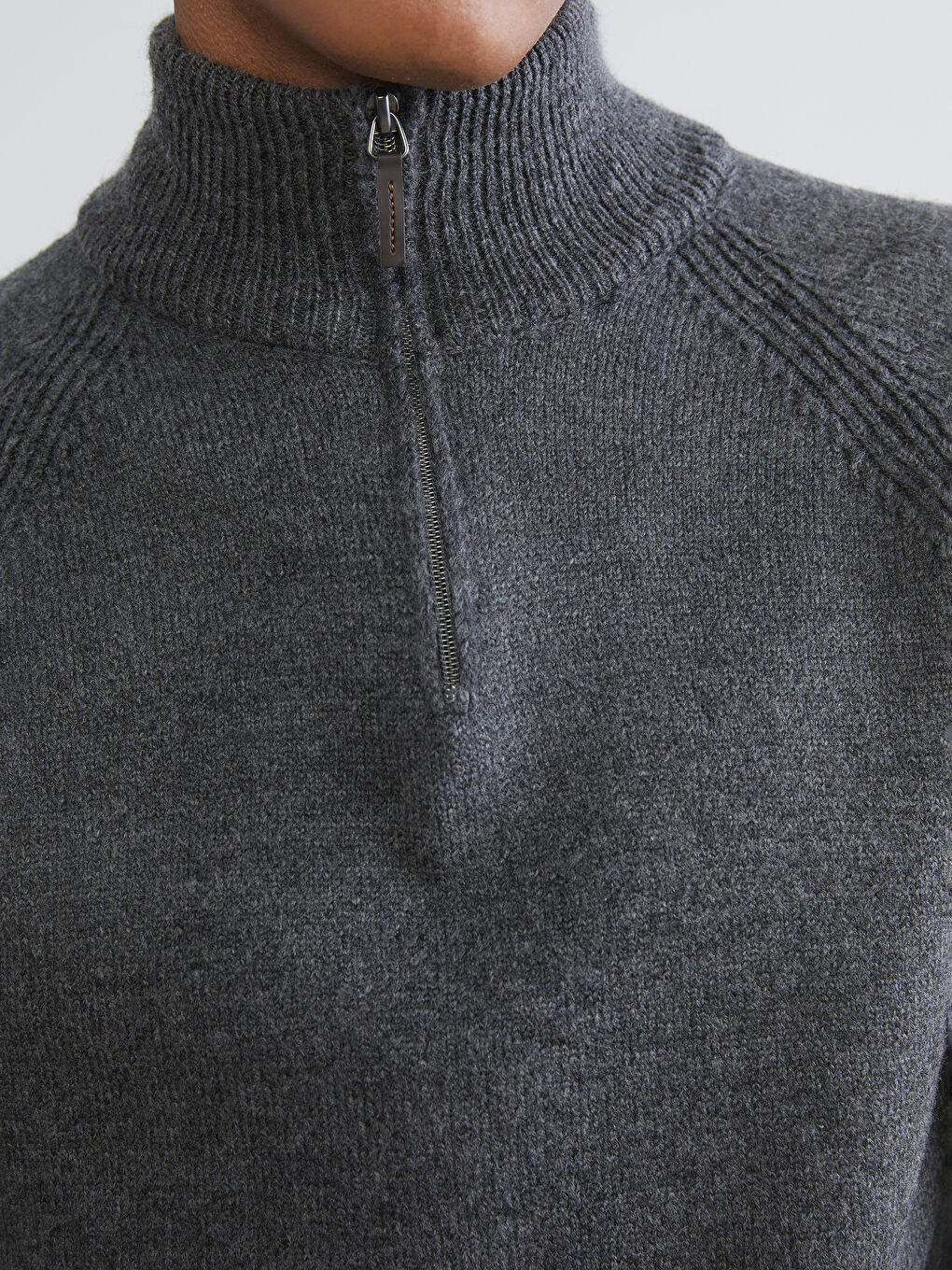 Antrasit Dik Yaka Erkek Triko Kazak-2