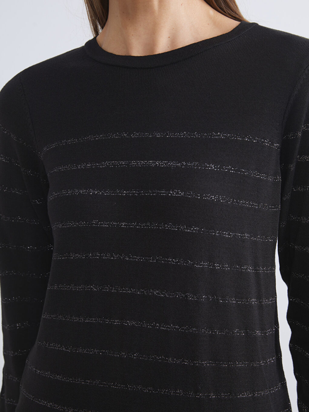 Crew Neck Striped Women's Knitwear Sweater-3