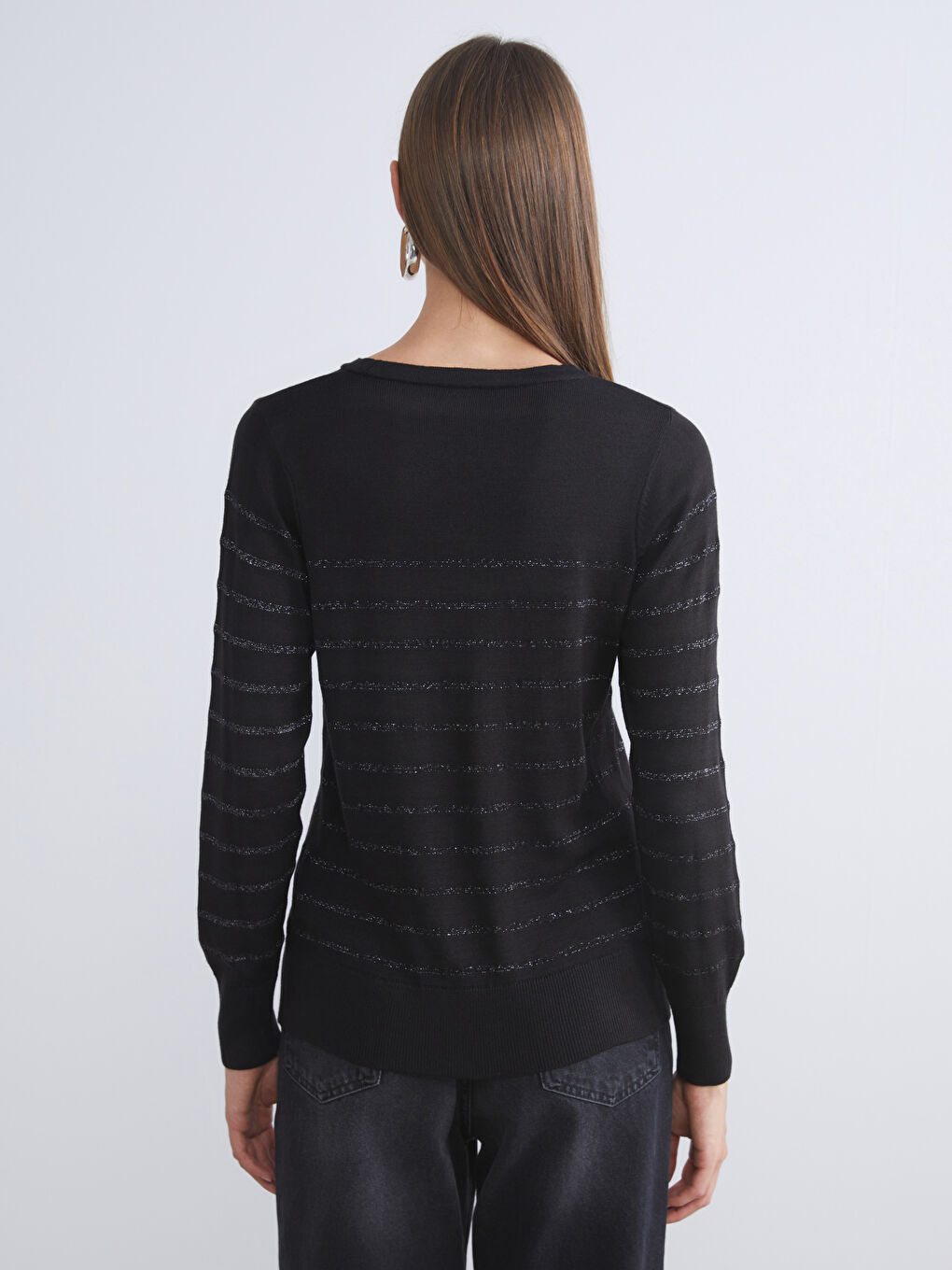 Crew Neck Striped Women's Knitwear Sweater-4