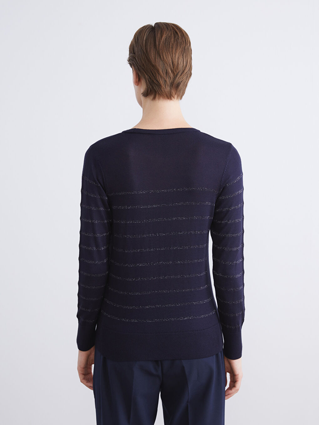 Crew Neck Striped Women's Knitwear Sweater-4