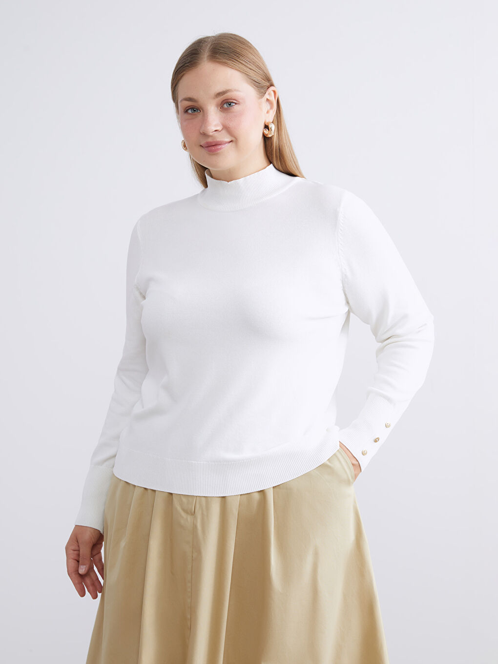Funnel Neck Women's Knit Sweater-1