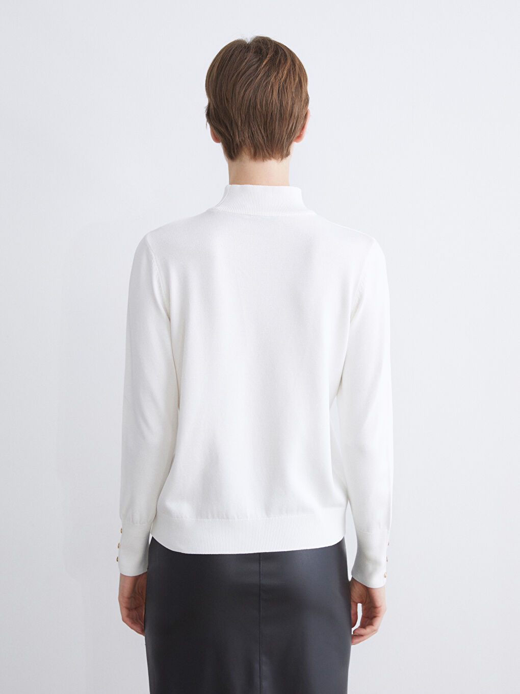 Funnel Neck Women's Knit Sweater-4