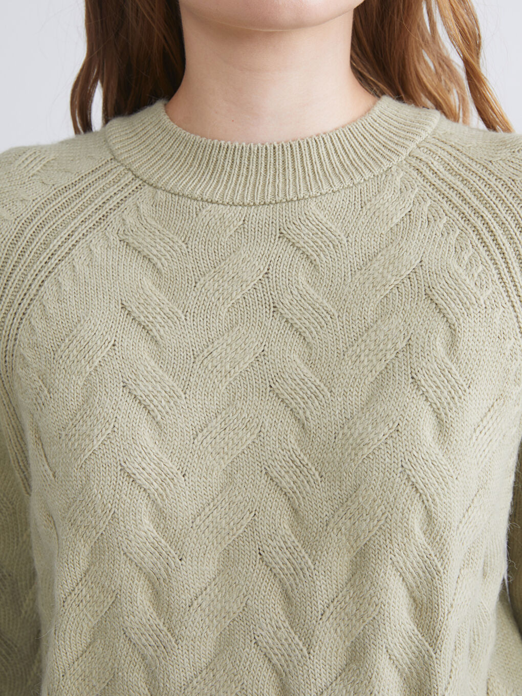 LCWAIKIKI Classic Crew Neck Self-Patterned Women's Knitwear Sweater -W5DC32Z8-GC6