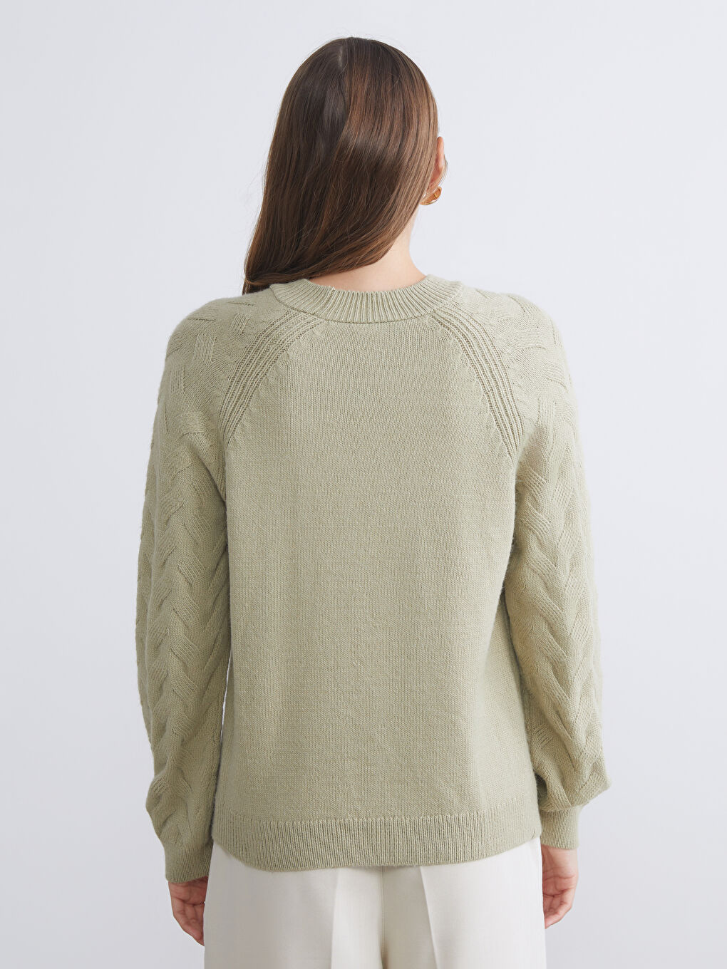 LCWAIKIKI Classic Crew Neck Self-Patterned Women's Knitwear Sweater -W5DC32Z8-GC6