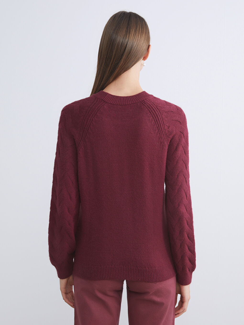 LCWAIKIKI Classic Crew Neck Self-Patterned Women's Knitwear Sweater -W5DC32Z8-HRW