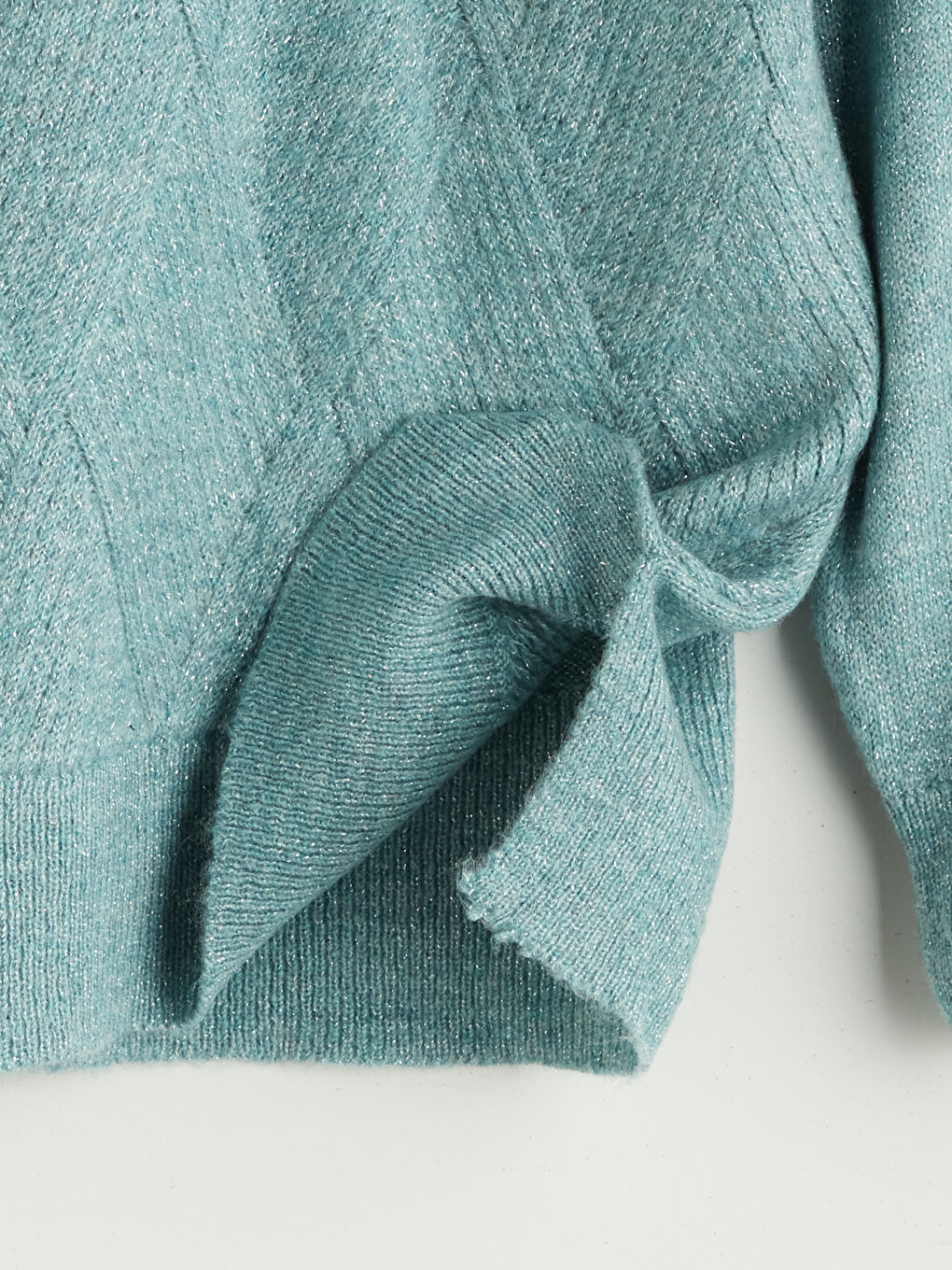 Mavi Baklava Desenli Kadın Triko Kazak-10